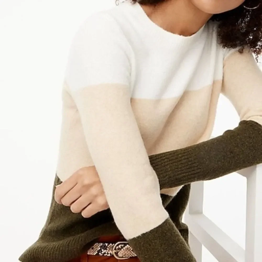 J Crew Women's‎ Sweater Extra Soft Yarn Colorblock Crewneck XL